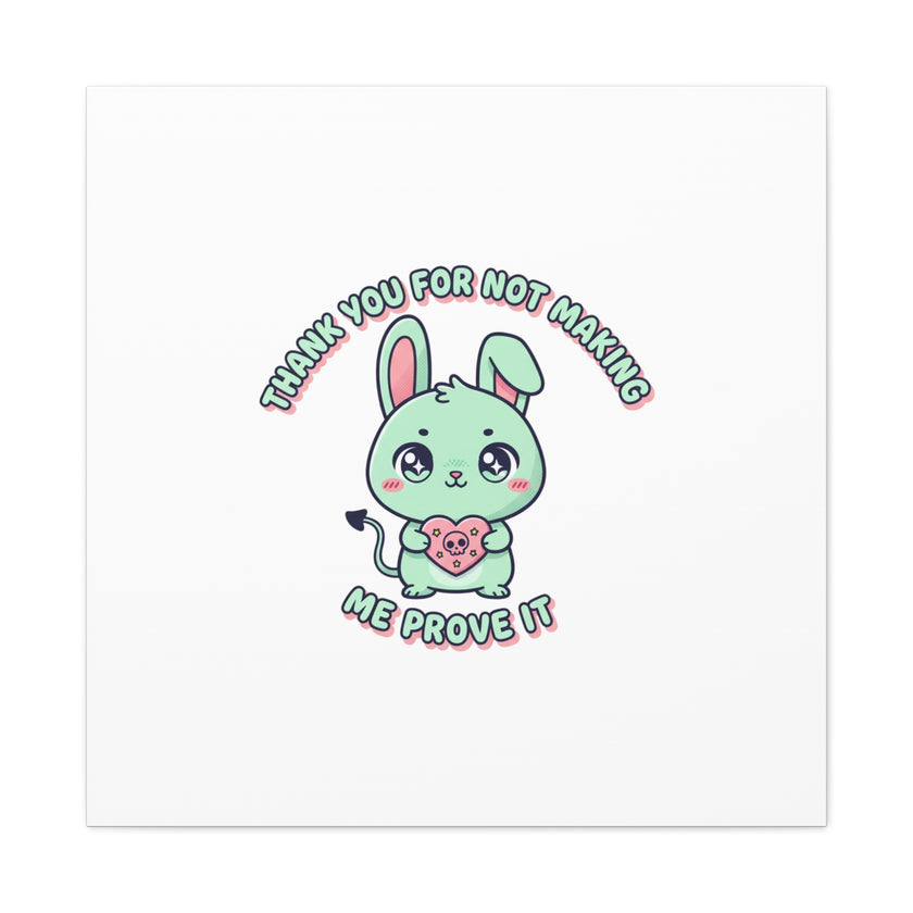 Cute Menacing Bunny Canvas | Soft Threat kawaii, pastel sarcastic art