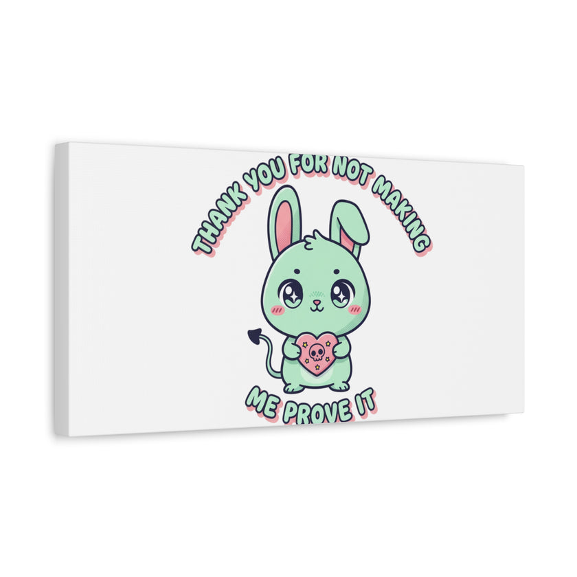 Cute Menacing Bunny Canvas | Soft Threat kawaii, pastel sarcastic art