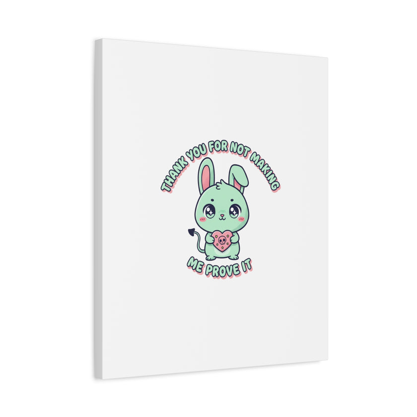 Cute Menacing Bunny Canvas | Soft Threat kawaii, pastel sarcastic art