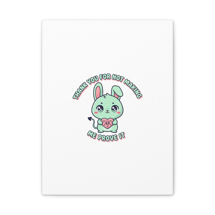 Cute Menacing Bunny Canvas | Soft Threat kawaii, pastel sarcastic art