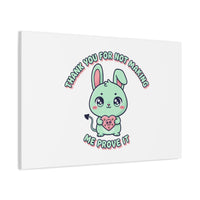 Cute Menacing Bunny Canvas | Soft Threat kawaii, pastel sarcastic art