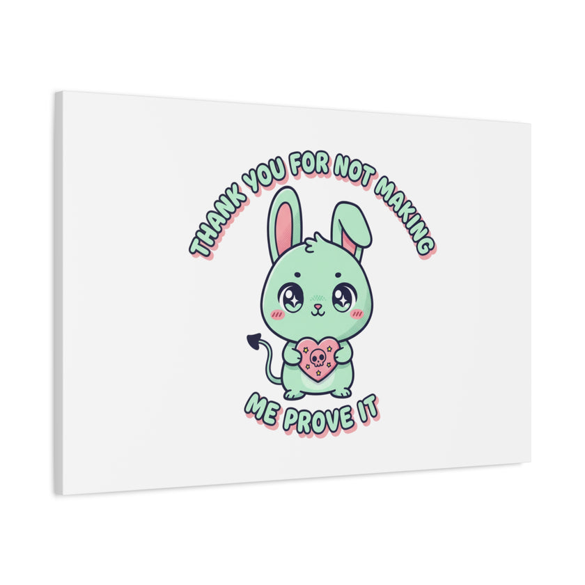 Cute Menacing Bunny Canvas | Soft Threat kawaii, pastel sarcastic art