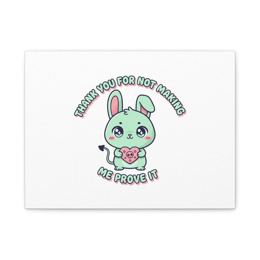 Cute Menacing Bunny Canvas | Soft Threat kawaii, pastel sarcastic art