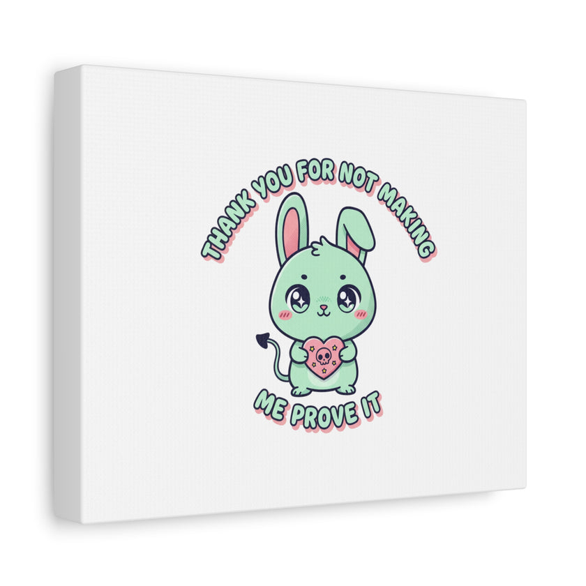 Cute Menacing Bunny Canvas | Soft Threat kawaii, pastel sarcastic art