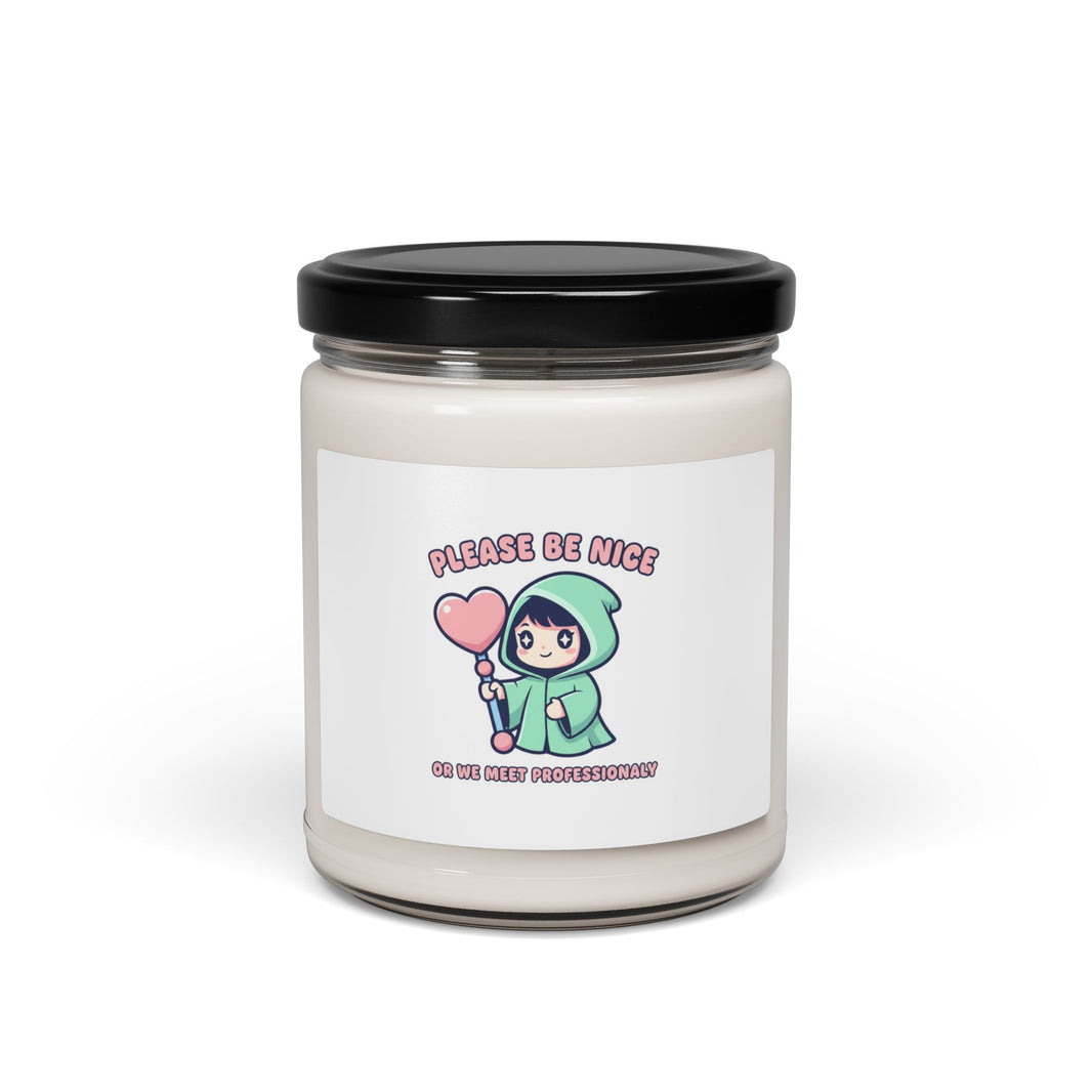 Please Be Nice Kawaii Threat Soy Candle | Soft Threat cute menacing