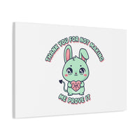 Cute Menacing Bunny Canvas | Soft Threat kawaii, pastel sarcastic art