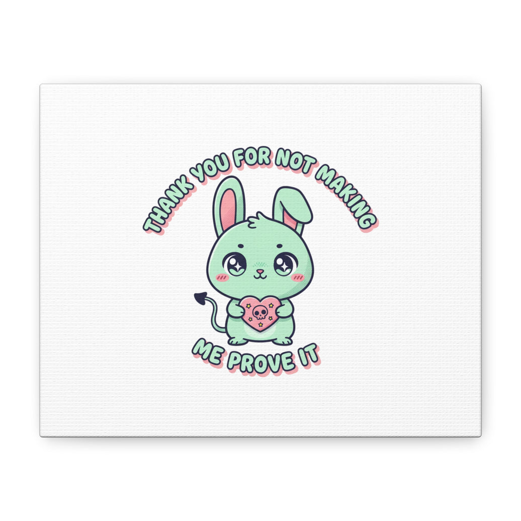 Cute Menacing Bunny Canvas | Soft Threat kawaii, pastel sarcastic art