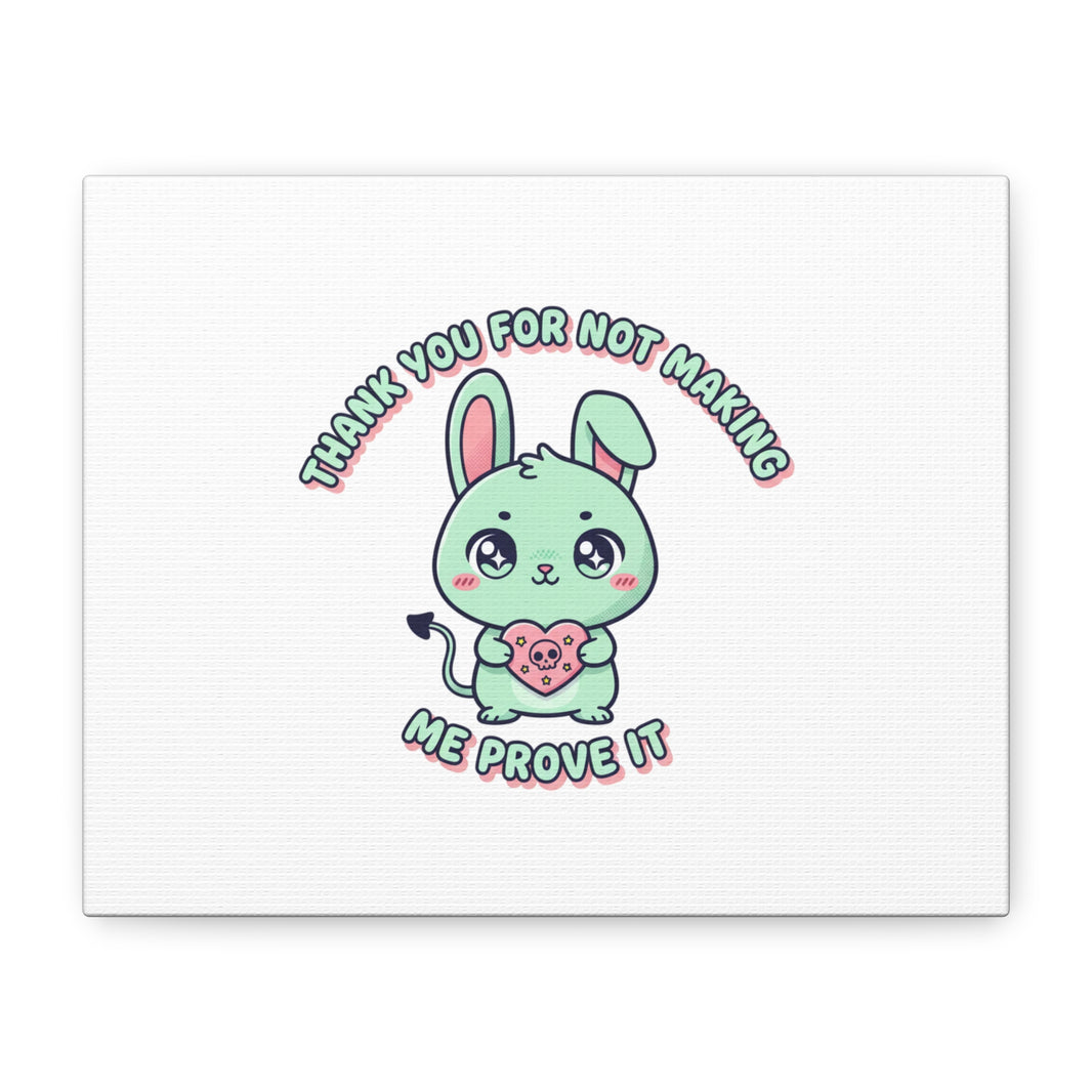 Cute Menacing Bunny Canvas | Soft Threat kawaii, pastel sarcastic art