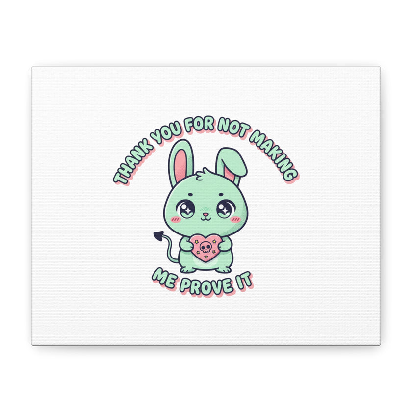 Cute Menacing Bunny Canvas | Soft Threat kawaii, pastel sarcastic art