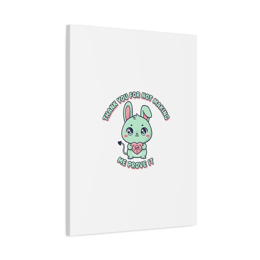Cute Menacing Bunny Canvas | Soft Threat kawaii, pastel sarcastic art