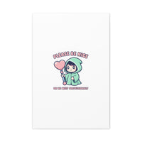 Please Be Nice Kawaii Threat Canvas | pastel cute menacing art