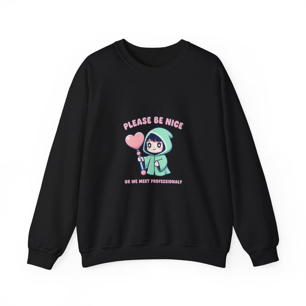 Please Be Nice kawaii threat Sweatshirt | Soft Threat pastel cute menacing