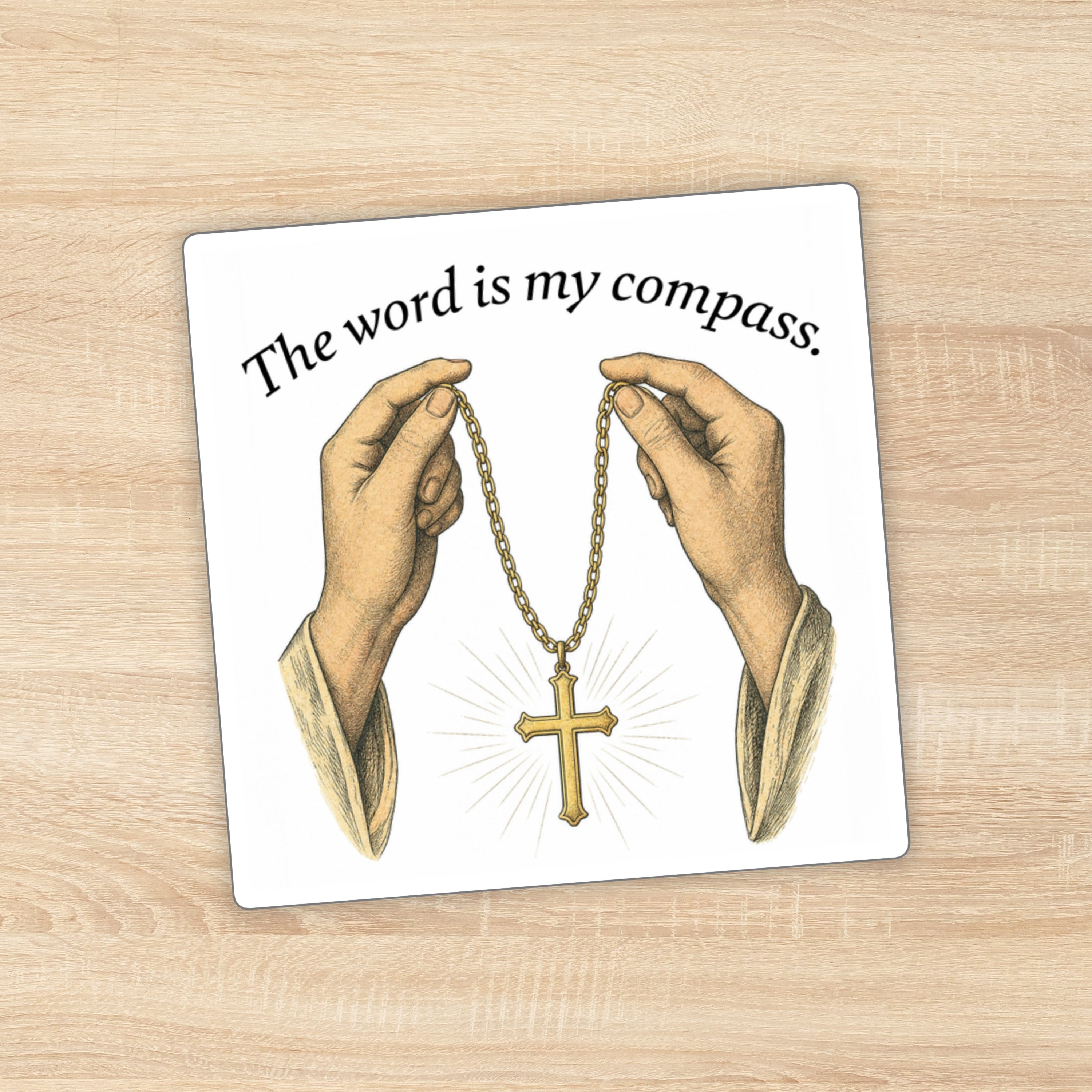 The Word Is My Compass Square Sticker Pastor Gift